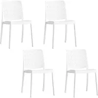 Idea New Garden Srl 4er-Set stapelbare Stühle aus Polypropylen mit Glasfasern für Garten oder Innenbereich, wasserabweisend und widerstandsfähig, modernes - YARA - Weiß