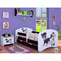 BDW Kinderbett Super Hunde, Babybett Kinderzimmer, Wenge (Motiv 1), 190 x 90 cm