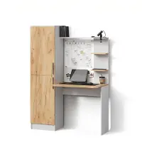 Livinity Schreibtisch Rina Weiß/Goldkraft Eiche 122.9 x 168 cm, Model 57372