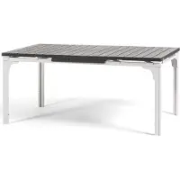 Idea New Garden Srl Ausziehbarer Außentisch 180/240x90cm, Stahlstruktur, Holzeffekt-Tischplatte, 10 Personen, für Garten oder Terrasse - THOMAS XL - Weiß/Grau