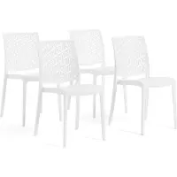 Idea New Garden Srl 4er-Set stapelbare Stühle aus Polypropylen mit Glasfasern für Außenbereich und Garten, Bar und Restaurant, Küche modernes Design - ZORA - Weiß