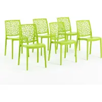Idea New Garden Srl 6er-Set stapelbare Stühle aus Polypropylen mit Glasfasern für Außenbereich und Garten, Bar und Restaurant, Küche modernes Design - ANNA - Limette