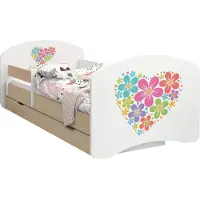 BDW Kinderbett, Doppelseitiges mit Schublade, Herz aus Blumen, 160/80