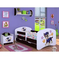 BDW Kinderbett Super Hunde, Babybett Kinderzimmer, Wenge (Motiv 5), 160 x 80 cm