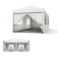 UISEBRT 3x6m Partyzelt Pavillon Wasserdicht Stabil Gartenpavillon Anti-UV mit Seitenteilen und großen Fenstern Gartenzelt Festzelt für Garten Party Weiß