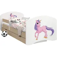 BDW Kinderbett, Doppelseitiges mit Schublade, Einhorn, 140/70