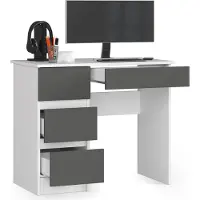 BDW Büroschreibtisch mit 4 Schubladen, Gamingtisch, Weiss / Grau Links