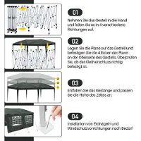 TolleTour Pavillon 3 x 6m Pop Up Faltpavillon Faltbar Gartenzelt, UV-Schutz 50+ Pavillons Partyzelte Festzelt für Camping / Garten / Hochzeit / Strand, ohn Seiten Blau