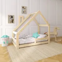 Need Sleep NeeSleep Hausbett 70x140 cm mit Rausfallschutz und Schornstein Asymmetrisch