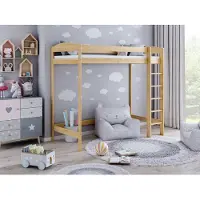 Need Sleep Loft Bed Etagenbett Hochbett Mit Treppe Kinderhochbett Hoch Bett Erwachsene Jugendliche Kinder, 190x90x180 natürlich
