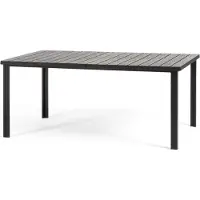Idea New Garden Srl Rechteckiger Außentisch 180x90 cm, Stahlstruktur und Holzeffekt-Lamellen, 8 Plätze, moderner Stil für Garten oder Terrasse - THOMAS - Schwarz