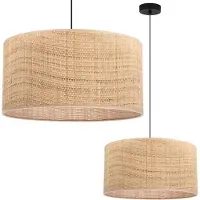 Light11 HOME Rattan-Hängelampe Schwarz 1 Flacher Rattan-Lampenschirm 40Cm