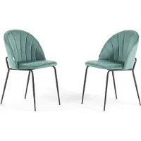 Idea New Garden Srl Set 2 Esszimmerstühle aus Samt mit Metallbeinen, gepolstert, elegantes Design für Küche, Esszimmer, Schlafzimmer, Büro oder Restaurant SONIA – Jadegrün/Dunkelgrau