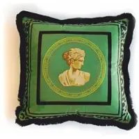 Casa Padrino Luxus Deko Kissen Barock Frauenbüste Grün / Schwarz 45 x 45 cm