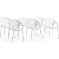 Idea New Garden Srl 6er-Set stapelbare Stühle aus glasfaserverstärktem Harz für Außenbereich, Garten, Bars und Restaurants – modernes, von der Natur inspiriertes Design – AMBRA – Weiß