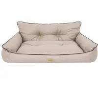 Sellbee Hundebett Haustierbett Hundeliege Gesteppt Hundekissen Bett Sofa Hundematratze Tierbett Hundesofa Matratze - Joker Gesteppt - 64 x 49 cm [Größe: L] - Beige Ökoleinen