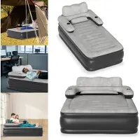 LZQ Gästebett für 1 Personen mit Rückenlehne, Luftbett selbstaufblasend, Luftmatratze mit integrierter pumpe, Bett aufblasbar 190 x100 x 42 cm, Camping