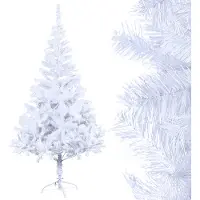UISEBRT Künstlicher Weihnachtsbaum 210cm Tannenbaum Christbaum Kunstbaum Dekobaum mit Baumständer Weihnachtsdeko Weiß PVC
