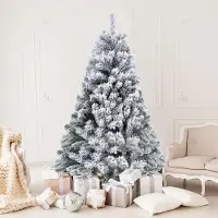 Izrielar 150cm Künstlicher Weihnachtsbaum mit Schnee inkl. 550 Spitzen PVC Nadeln, Metallständer, Tannenbaum, Christbaum