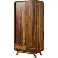 MASSIVMOEBEL24.DE MASSIVMOEBEL24 Kleiderschrank Sheesham 90x45x180 dunkelbraun lackiert MAILAND #210