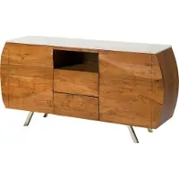 MASSIVMOEBEL24.DE MASSIVMOEBEL24 Sideboard Akazie 154x40x75 natur lackiert / Marmor weiß MONTREAL #126