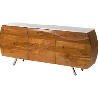 MASSIVMOEBEL24.DE MASSIVMOEBEL24 Sideboard Akazie 184x40x75 natur lackiert / Marmor weiß MONTREAL #128