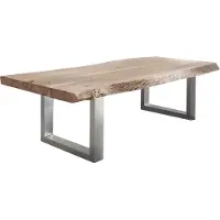 MASSIVMOEBEL24.DE MASSIVMOEBEL24 Couchtisch Akazie 160x70x45 Natural Stone lackiert FREEFORM #121