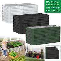 UISEBRT Hochbeet Metall 240x120x58cm - 1730L Pflanzkübel aus verzinktem Stahl, rechteckiges Gartenbeet für Gemüse, Kräuter, Blumen, Obst in Silber