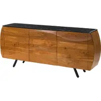 MASSIVMOEBEL24.DE MASSIVMOEBEL24 Sideboard Akazie 184x40x75 natur lackiert / Marmor schwarz MONTREAL #127