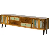 MASSIVMOEBEL24.DE MASSIVMOEBEL24 TV-Board Altholz 240x40x65 mehrfarbig lackiert SIXTIES #121