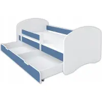 BDW , Kinderbett Jugendbett mit Schublade & Matratze, Blau, 160x80