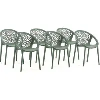 Idea New Garden Srl 6er-Set stapelbare Stühle aus glasfaserverstärktem Harz für Außenbereich, Garten, Bars und Restaurants – modernes, von der Natur inspiriertes Design – AMBRA – Salbeigrün