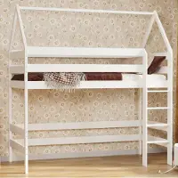 Need Sleep Loft Bed Hausbett Etagenbett Kinder Hochbett Mit Treppe Kinderhochbett Hoch Bett Erwachsene Jugendliche, 90x190 weiß
