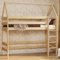 Need Sleep Loft Bed Hausbett Etagenbett Kinder Hochbett Mit Treppe Kinderhochbett Hoch Bett Erwachsene Jugendliche, 80x160 natürlich