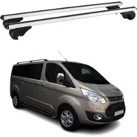 Omtec Dachträger Grundtäger für Ford Transit Custom 2013-2022 75kg Alu Silber 2 tlg