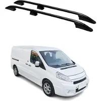 Omtec Dachreling Dachgepäckträger für Citroen Jumpy 2007-2017 L2 Langer Alu Schwarz 2x
