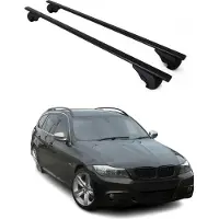 Omtec Dachgepäckträger für BMW 3er E91 Touring, Baujahr 2004-2012, aus schwarzem Metall