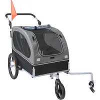 Vevor Hundeanhänger 40 kg 2in1 Fahrradanhänger Kohlenstoffstahl + 600D Oxford-Gewebe + PP faltbar 1470 x 720 x 780 mm als Anhänger 1530 x 720 x 825 mm als