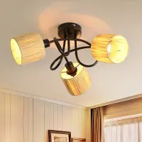 ZMH Deckenstrahler 3 Flammig Deckenleuchte Flur Deckenlampe Vintage Schwarz Natürlich Strahler Innen Umgeben Design Deckenspots E14 Papier Spots für Schlafzimmer Wohnzimmer(Ohne Leuchtmittel)