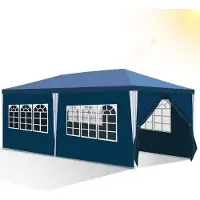 TolleTour 3 x 6 m Garten Pavillon mit 6 Seitenteilen tragbares wasserdichtes Zelt Partyzelt, für Garten Terrasse Feier Party,Blau
