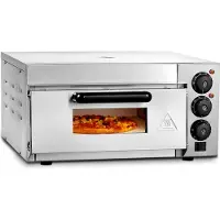 SucceBuy Kommerzieller Pizzaofen für die Arbeitsplatte, 14 Zoll, Einzeldeck, Edelstahl, mit Stein und Griff, vielseitig einsetzbar zum Backen im Innenbereich.