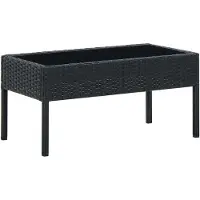 ZMH Gartentisch Schwarz 75x40x37 cm Poly Rattan