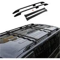 Omac Dachreling + Dachträger SET für VW Caddy 2003-2010 L2 Langer Alu Schwarz 4tlg