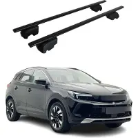 Omtec Dachgepäckträger, Querstange, für Opel Grandland, Baujahre 2021-2023, schwarzes Metall, mit ABE