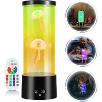 Yakimz LED Quallen Nachtlichter Lava Lampe RGB Stimmungslampe 3 Stufen der Helligkeit Künstliche