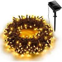 Rosikey 10M LED Solar Lichterketten Innen Außen 8 Beleuchtungsmodi Wasserdicht Outdoor Garten Party Beleuchtung Deko, Warmweiß
