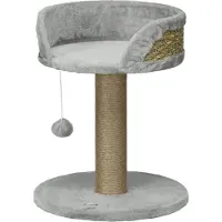 Youjia Kratzbaum klein, 49 cm Katzenbaum, Katzenkratzbaum mit Spielball, Liegefläche, Kletterbaum für Katzen bis 4 kg, Katzenmöbel, Jute Grau