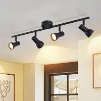 ZMH Deckenstrahler 4 Flammig Deckenleuchte Wohnzimmer Schwarz Deckenlampe Modern Design Strahler Innen Metall GU10 Deckenspots 350°Schwenkbar Spots für Schlafzimmer Flur Küche(Ohne Leuchtmittel)