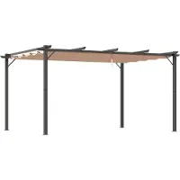 Fortuna Lai Pergola Pavillon 3 x 4 m mit einstellbarem Stoffdach aus Aluminium, Sonnenschutz Überdachung für Terrasse und Garten in Grau und Braun
