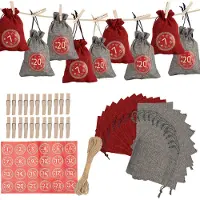 SWANEW Adventskalender zum Befüllen Weihnachten Säckchen Decor 24 Stoffbeutel(2 Farben)